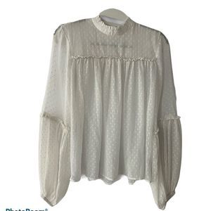 H&M Chiffon Swiss Dot Wide Sleeve Blouse